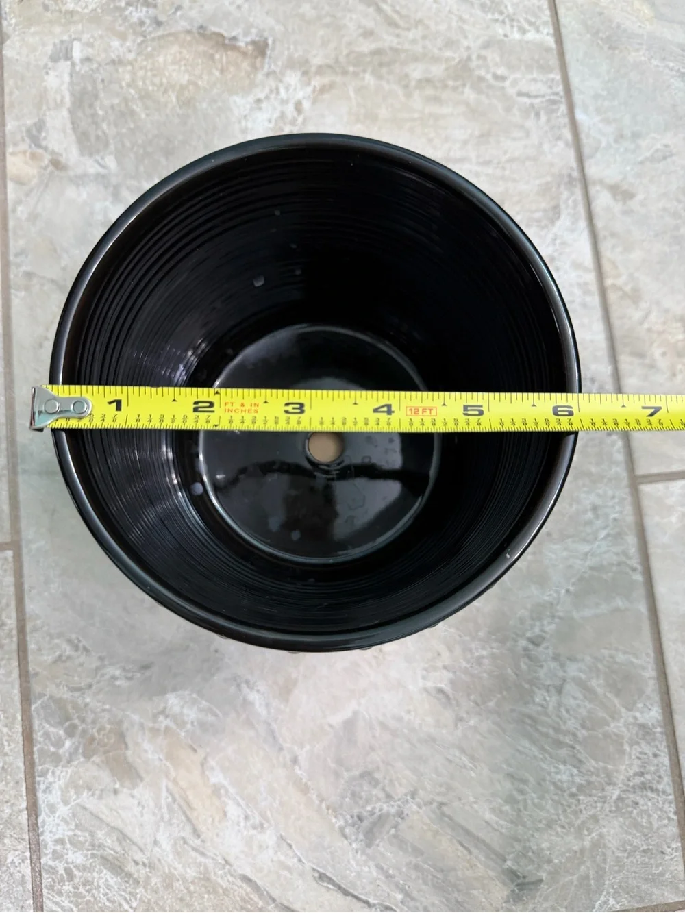 Black Textured Ceramic Planter 6”